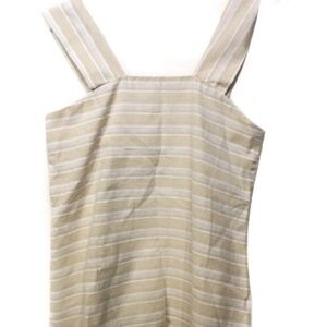 Linen Lux cream tan gold‎ linen blend knot tank M